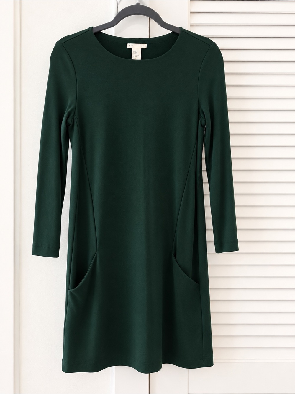 H&M Dark Green Long Sleeve Scoop Neck Dress